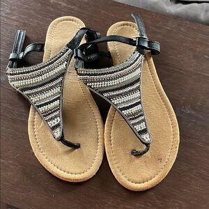 Elegant Black and Silver Women's Sandals